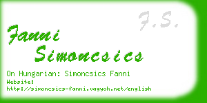 fanni simoncsics business card